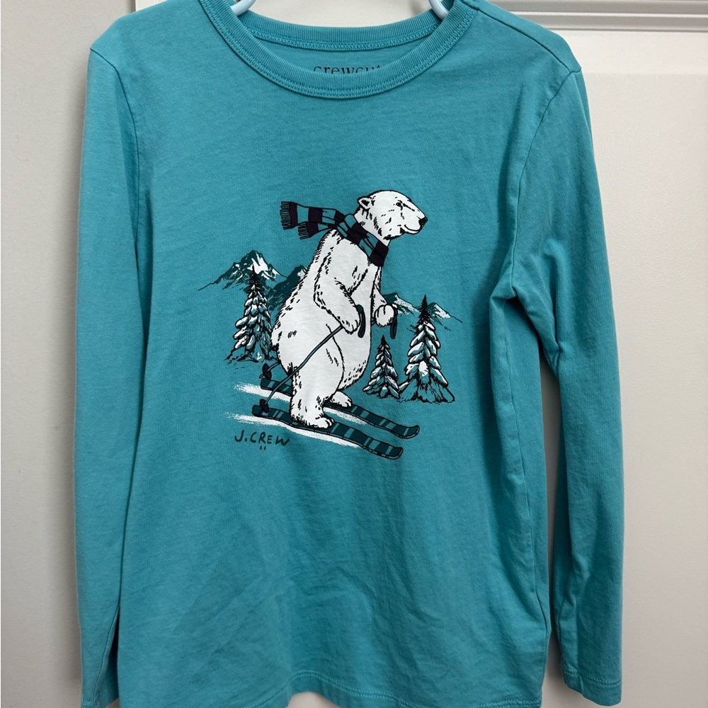 SOLD J. Crew Kids Teal Long Sleeve Shirt with Polar Bear Print